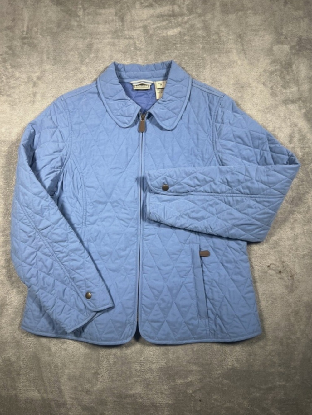 L.L. Bean Women's Blue Quilted spring Jacket size large equestrian jacket cowgir - Picture 6 of 6